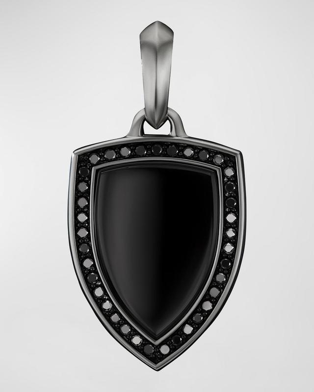 Mens Shield Pendant with Gemstone and Diamonds in Silver, 27mm Product Image