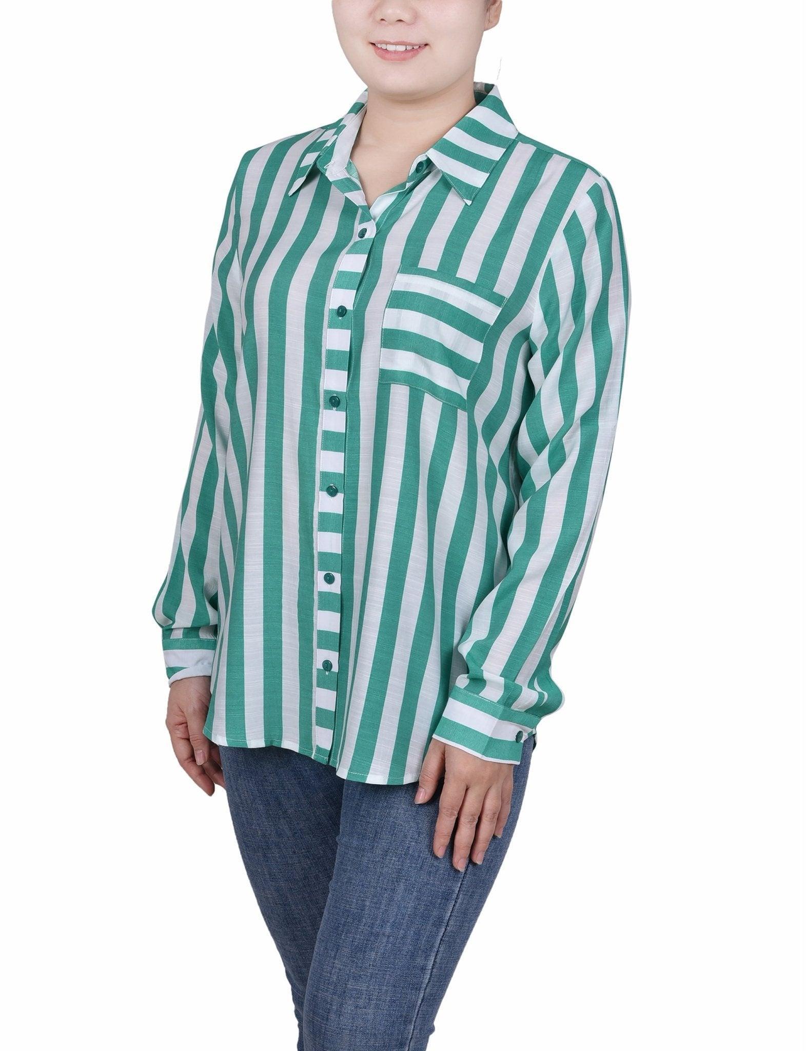 Long Sleeve Striped Blouse - Petite Product Image