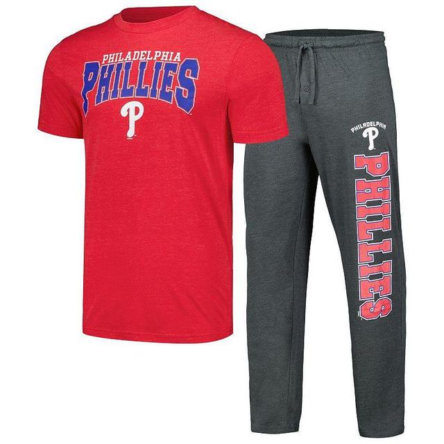 Mens Concepts Sport Charcoal/Red Philadelphia Phillies Meter T-Shirt & Pants Sleep Set Product Image