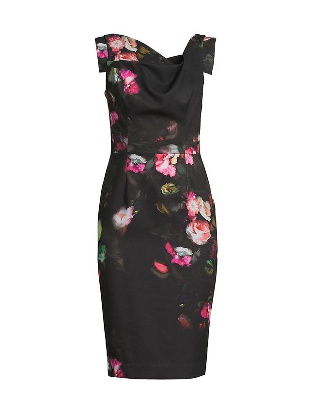 Womens Jackie O Floral Draped Midi-Dress Product Image