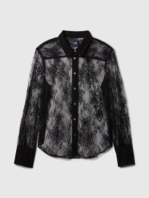 Sheer Lace Classic Shirt Product Image