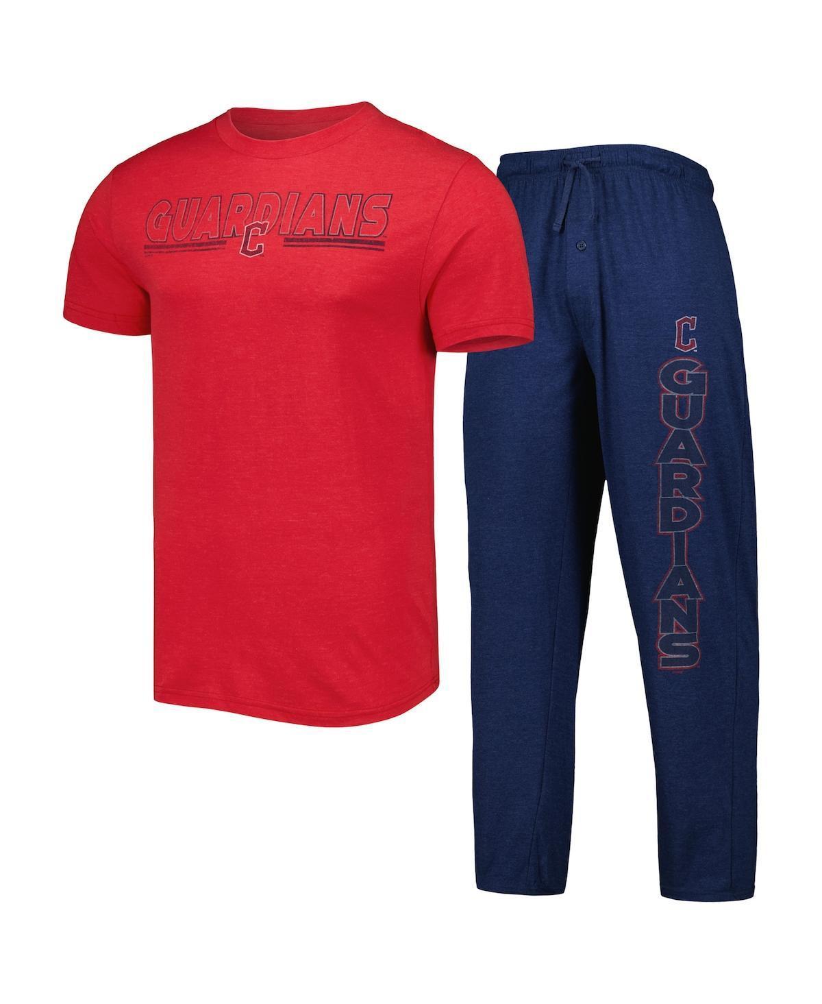 Mens Concepts Sport Navy/Red Cleveland Guardians Meter T-Shirt and Pants Sleep Set Grd Blue Product Image