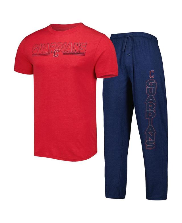 Men's Concepts Sport Navy/Red Cleveland Guardians Meter T-Shirt and Pants Sleep Set Product Image