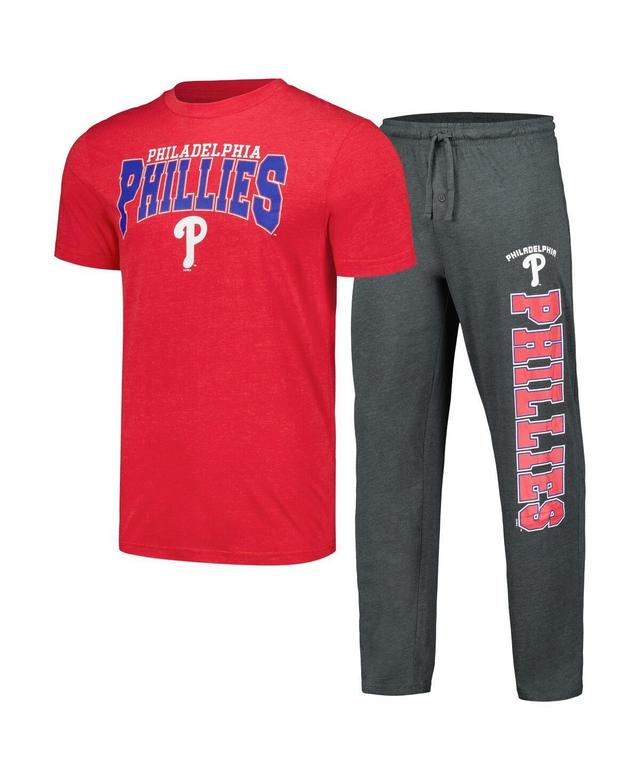 Mens Concepts Sport Charcoal/Red Philadelphia Phillies Meter T-Shirt & Pants Sleep Set Product Image