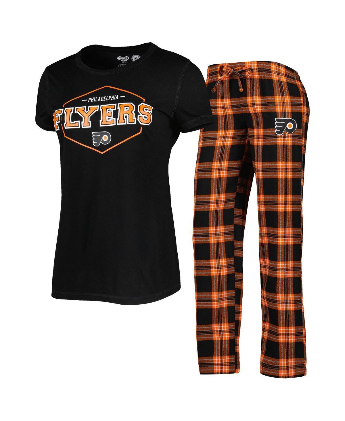 Womens Concepts Sport Black/Orange Philadelphia Flyers Badge T-Shirt & Pants Sleep Set Product Image