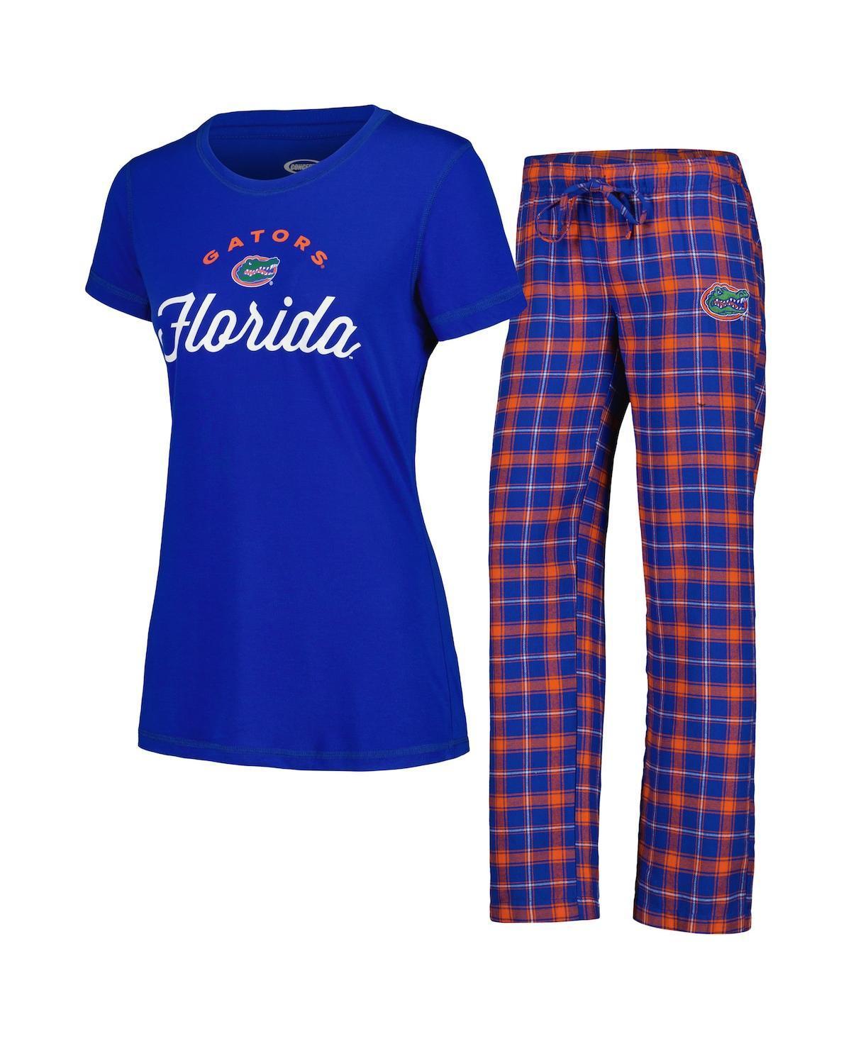 Womens Concepts Sport Royal/Orange Florida Gators Arctic T-Shirt & Flannel Pants Sleep Set Product Image