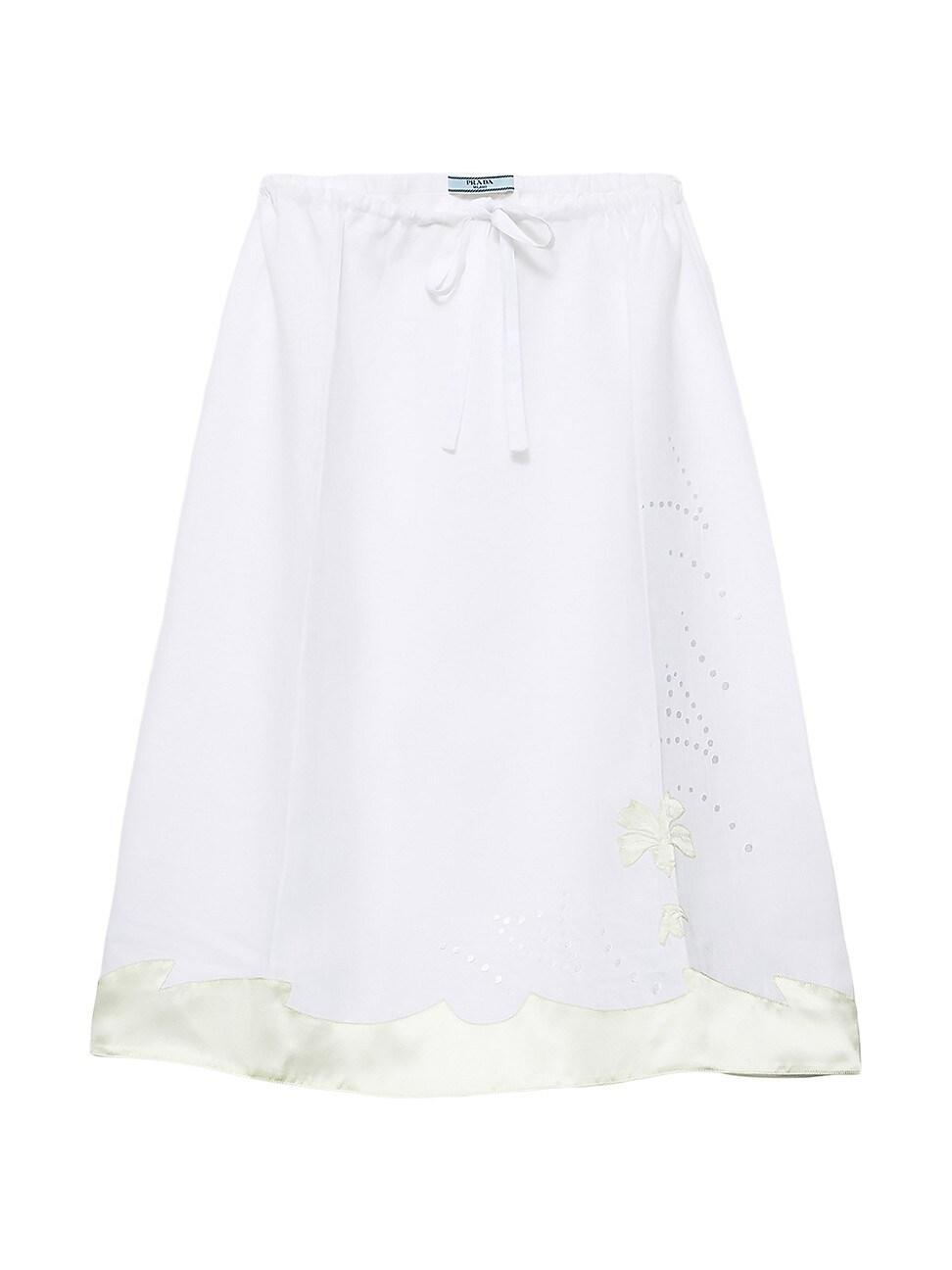 Womens Embroidered Linen Skirt Product Image