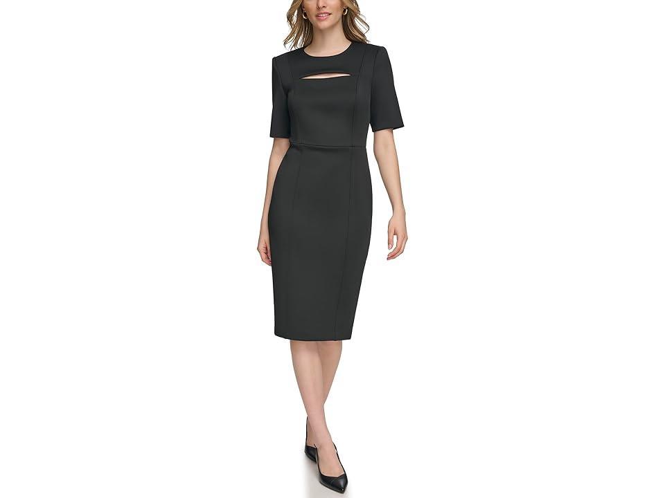 Calvin Klein Womens Short-Sleeve Cutout Sheath Dress Product Image