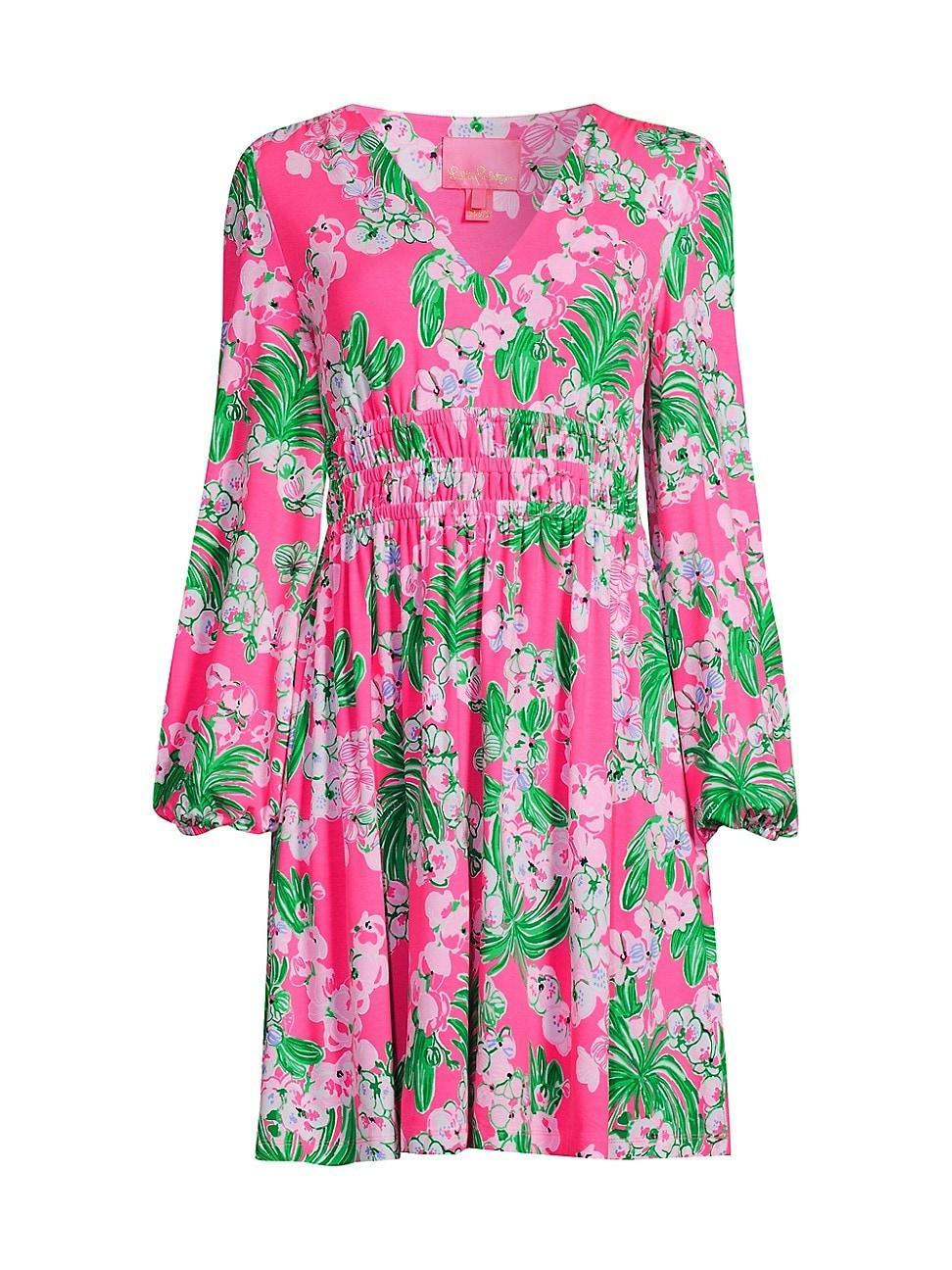 Lilly Pulitzer Calla Long Sleeve V-Neck Dress (Roxie Worth A Look) Women's Dress Product Image