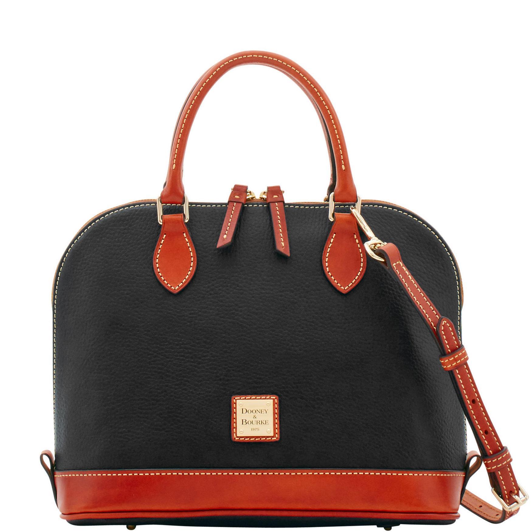 Dooney & Bourke Womens Pebble Grain Zip Zip Leather Satchel Bag in Black Product Image