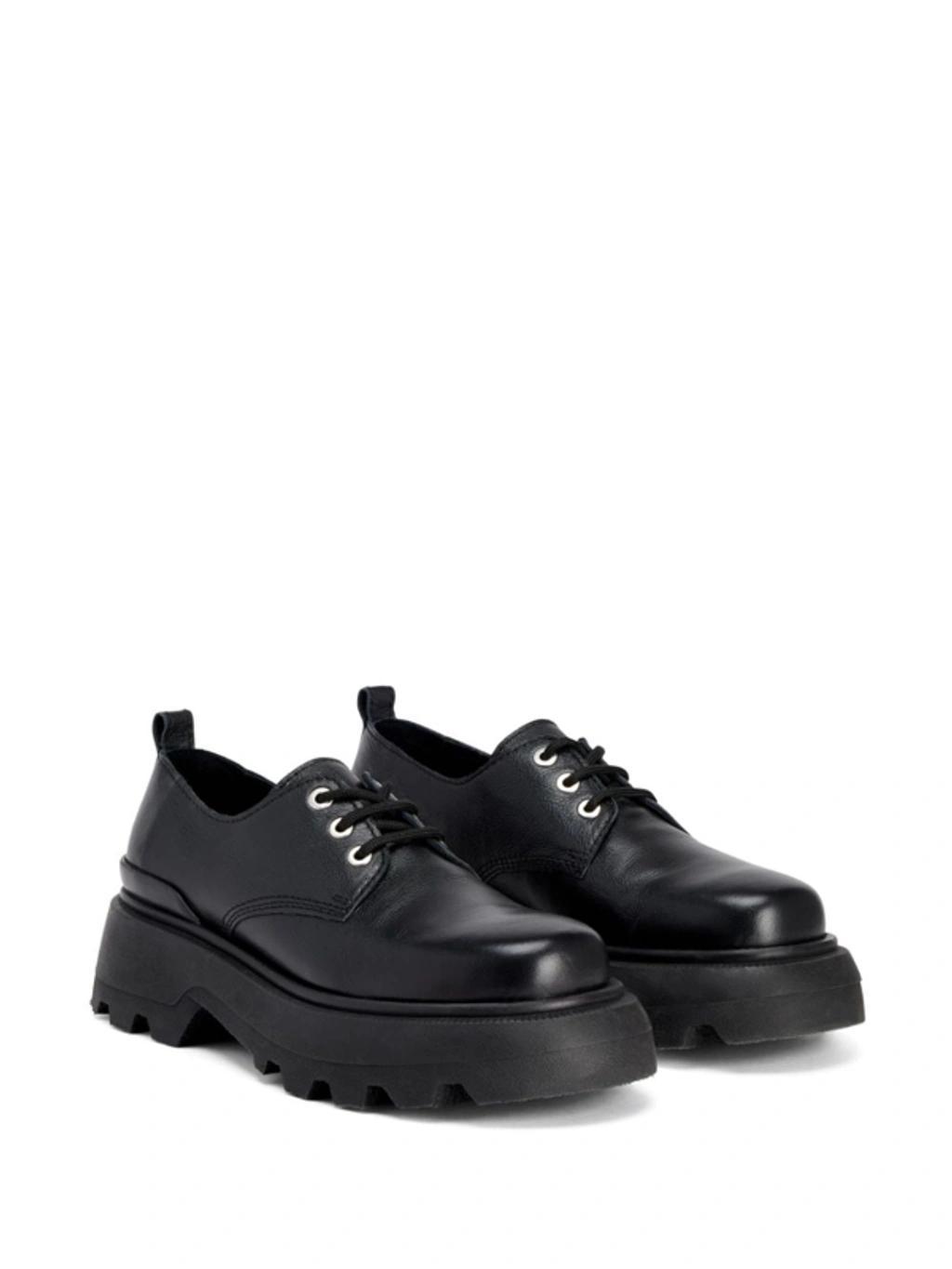 Lace-up Leather Loafers In Black Product Image