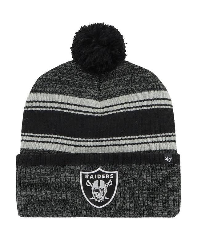 Mens 47 Brand Black Las Vegas Raiders Fadeout Cuffed Knit Hat with Pom Product Image