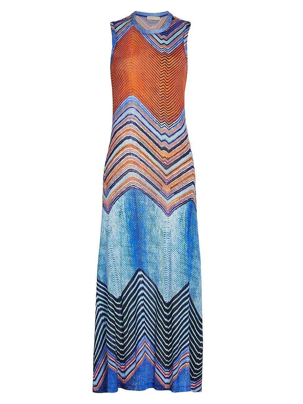 Womens Orla Chevron Striped Fitted Midi-Dress Product Image