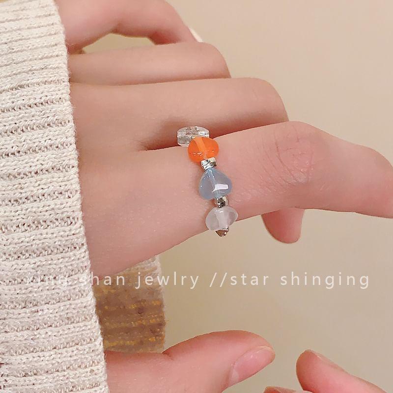 Heart Beaded Elastic Ring Product Image