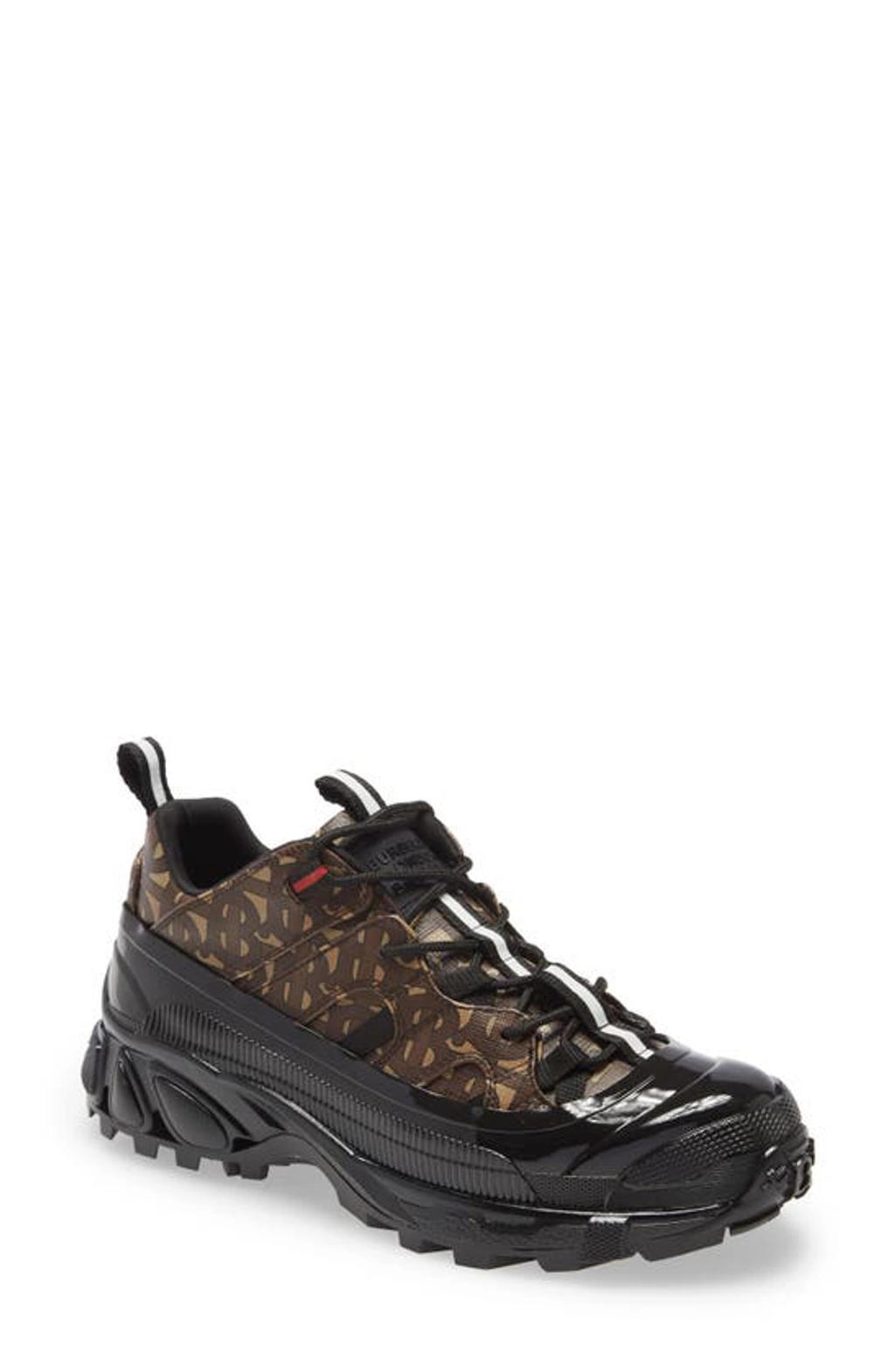 BURBERRY Monogram Print Arthur Sneakers In Bridle Brown Product Image