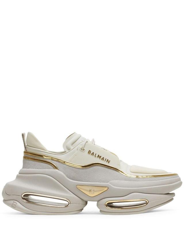 BALMAIN B-bold Low-top Sneakers In Sable Or Product Image