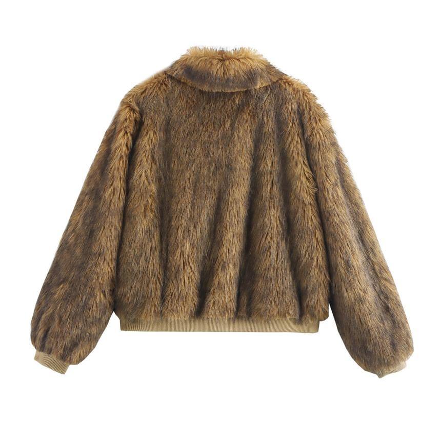 Collar Fluffy Zip Jacket Product Image