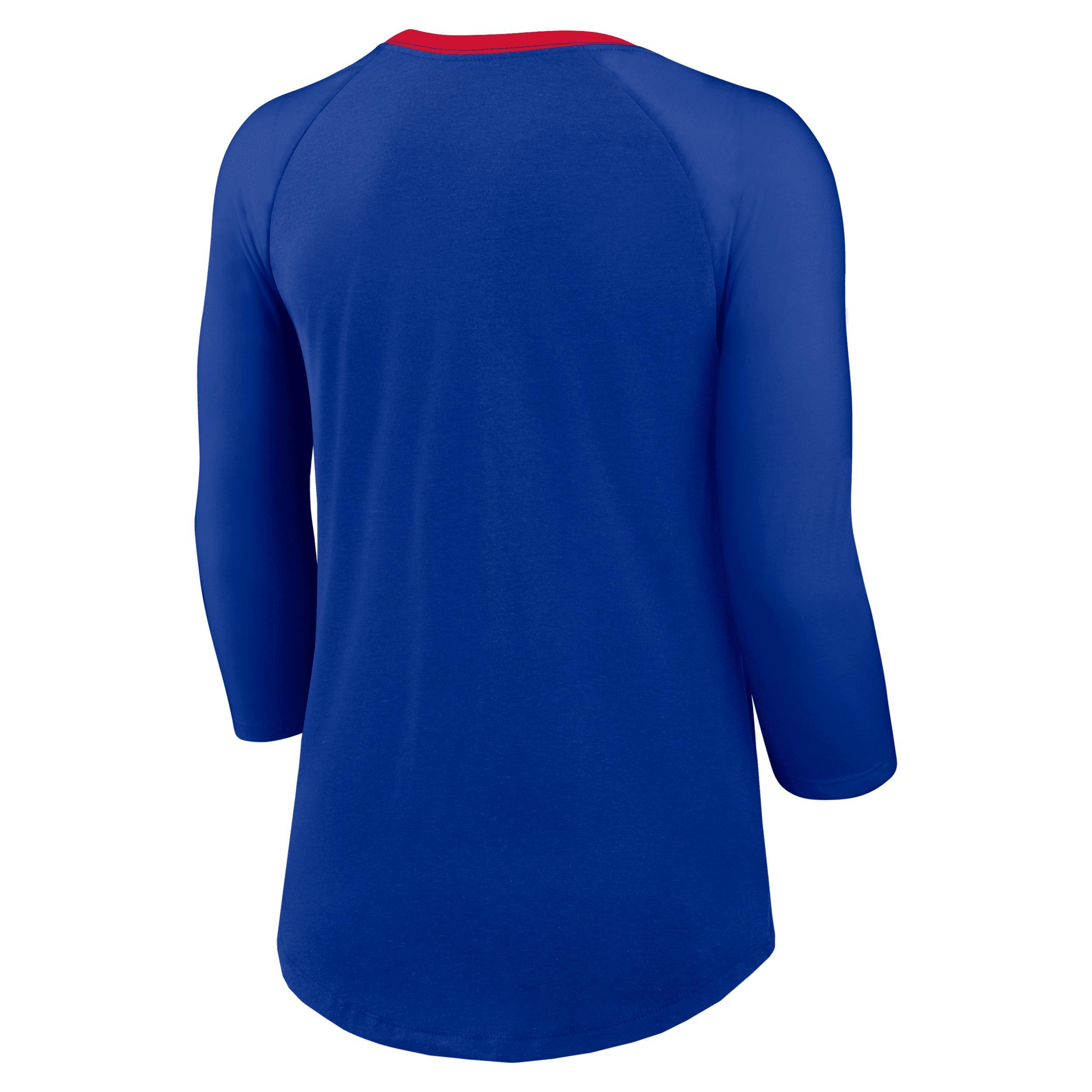 Womens Nike Royal Buffalo Bills Raglan 3/4 Sleeve T-Shirt Product Image