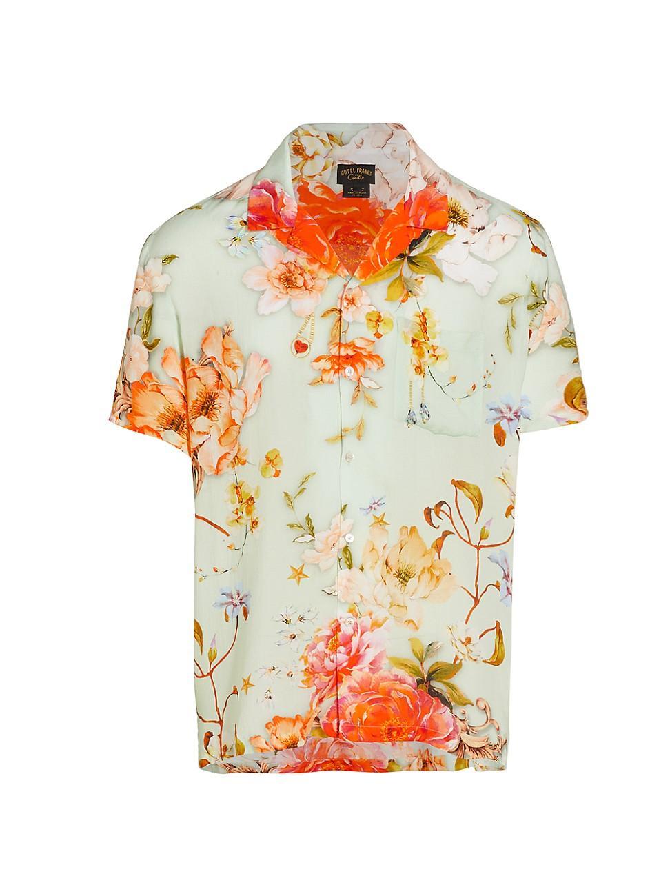 Mens Floral Button-Front Shirt Product Image