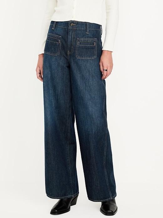 High-Waisted Baggy Wide-Leg Trouser Jeans Product Image