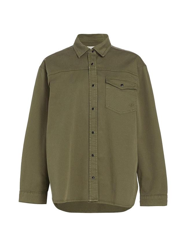 ANINE BING Sloan Shirt in Olive. Product Image