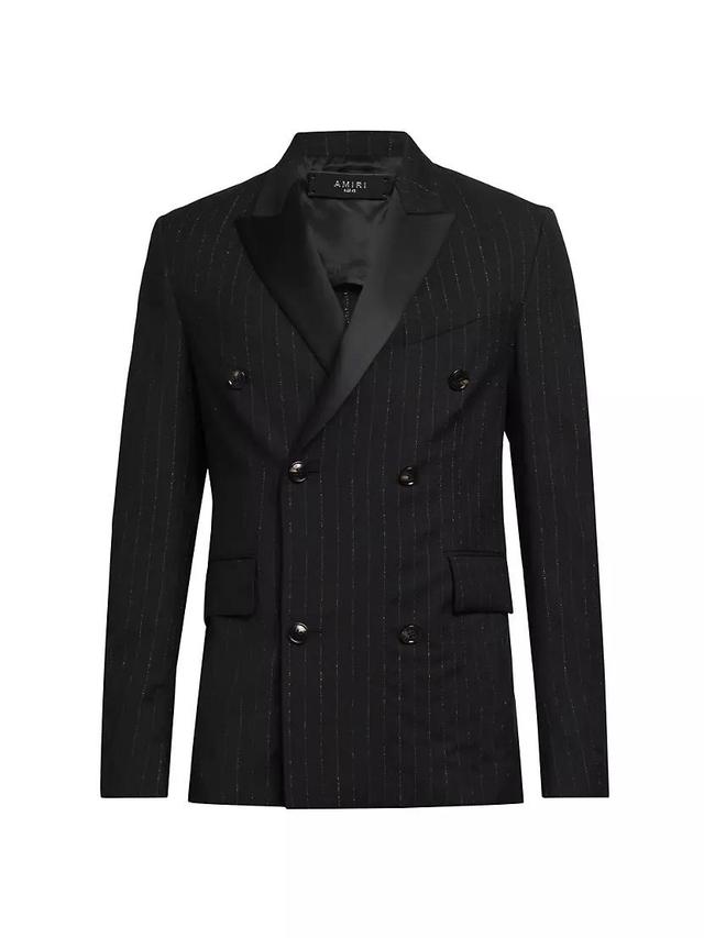 Pinstriped Double-Breasted Wool-Blend Blazer Product Image