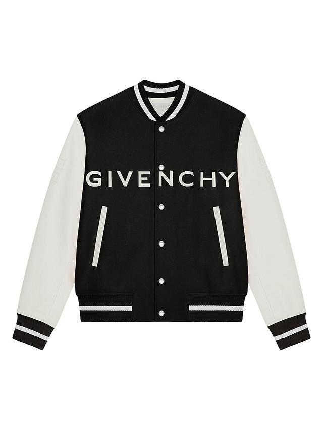 Mens Plage Varsity Jacket in Wool and Leather Product Image