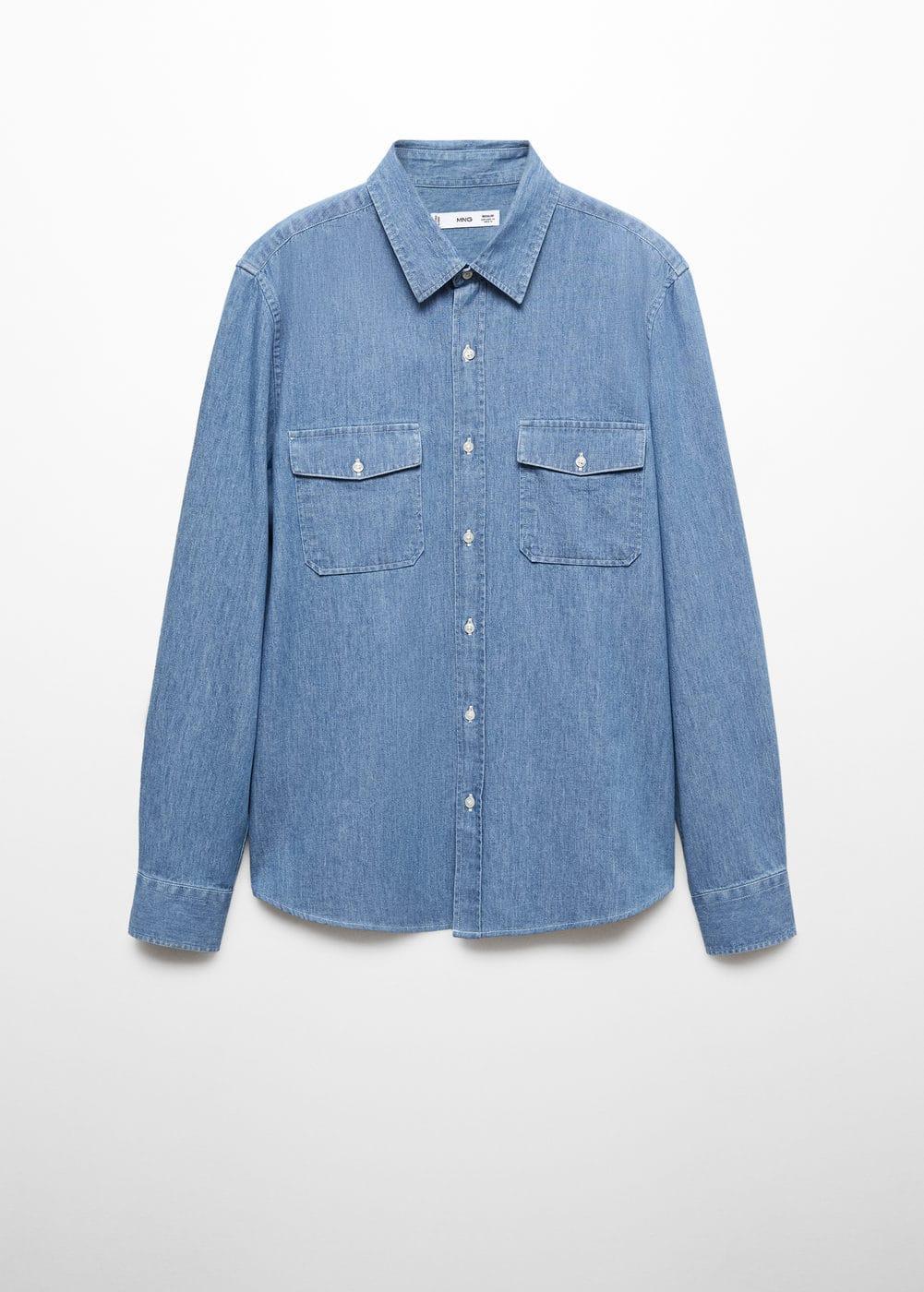 MANGO MAN - Denim overshirt with pockets light blueMen Product Image