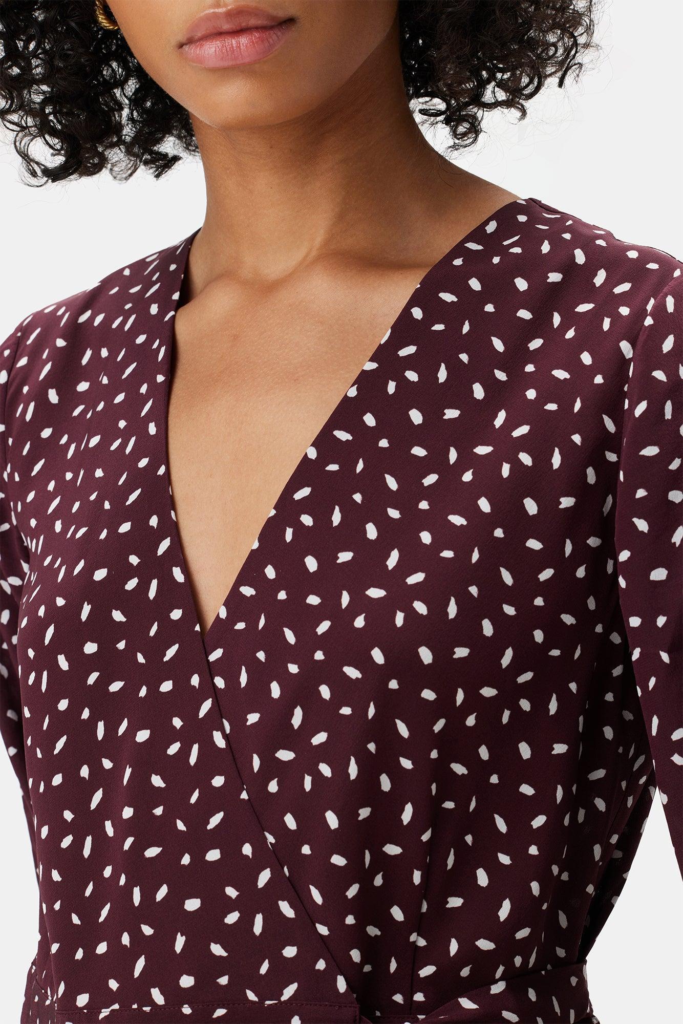 Ivy Long Sleeve Washable Silk Dress - Doucet Dot Vineyard Product Image