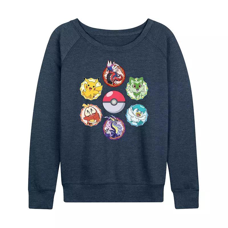 Womens Pokemon Sparkle Badges Slouchy Graphic Sweatshirt Grey Indigo Product Image