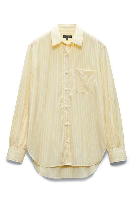 Maxine Stripe Cotton Button-up Shirt In Yellow Stripe Product Image