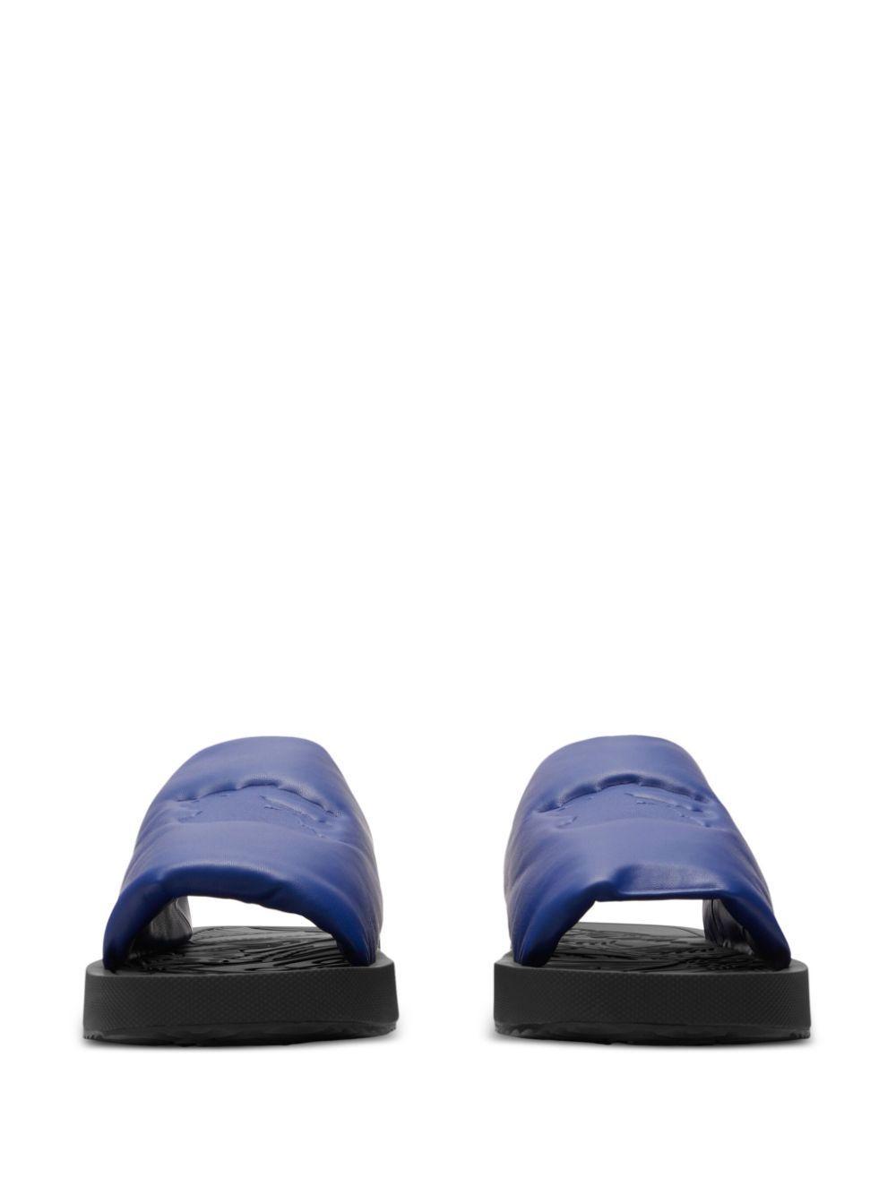 BURBERRY Ekd Slab Leather Slides In Knight Product Image