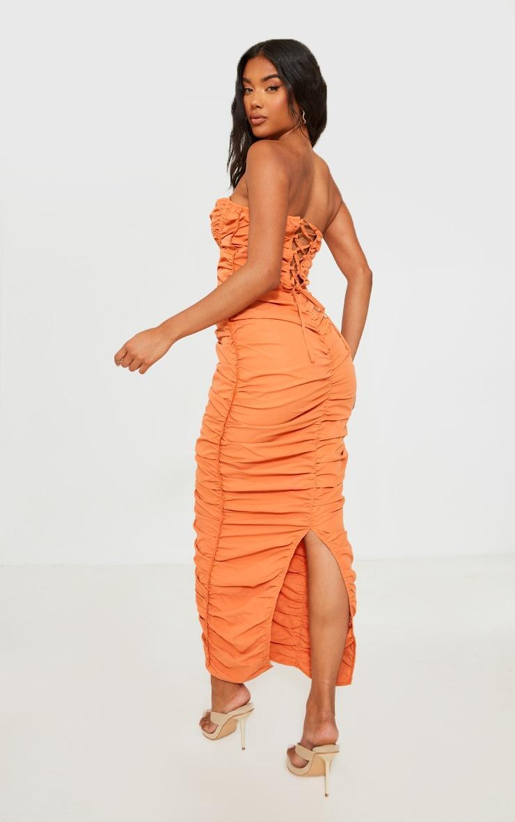 Orange Ruched Underwired Strappy Back Midaxi Dress Product Image