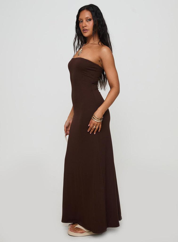 Bellaire Strapless Maxi Dress Brown product image