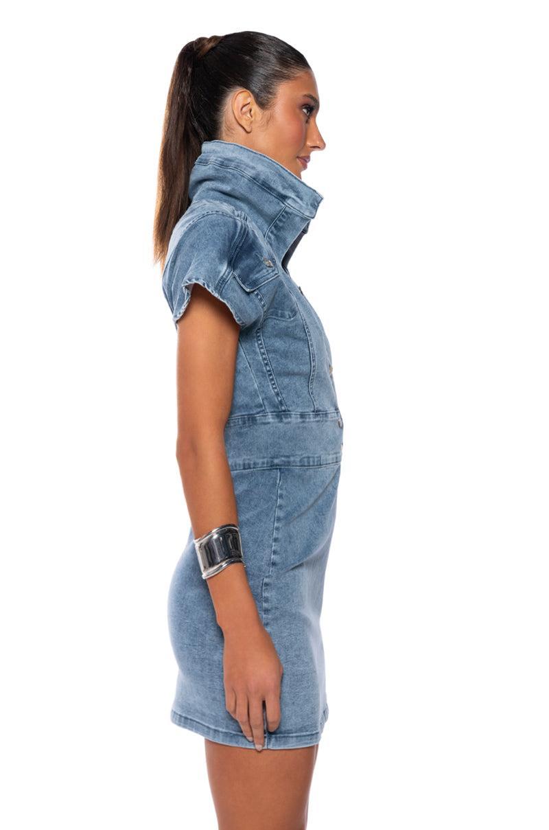 NEVER TOO MUCH DENIM MINI DRESS Product Image