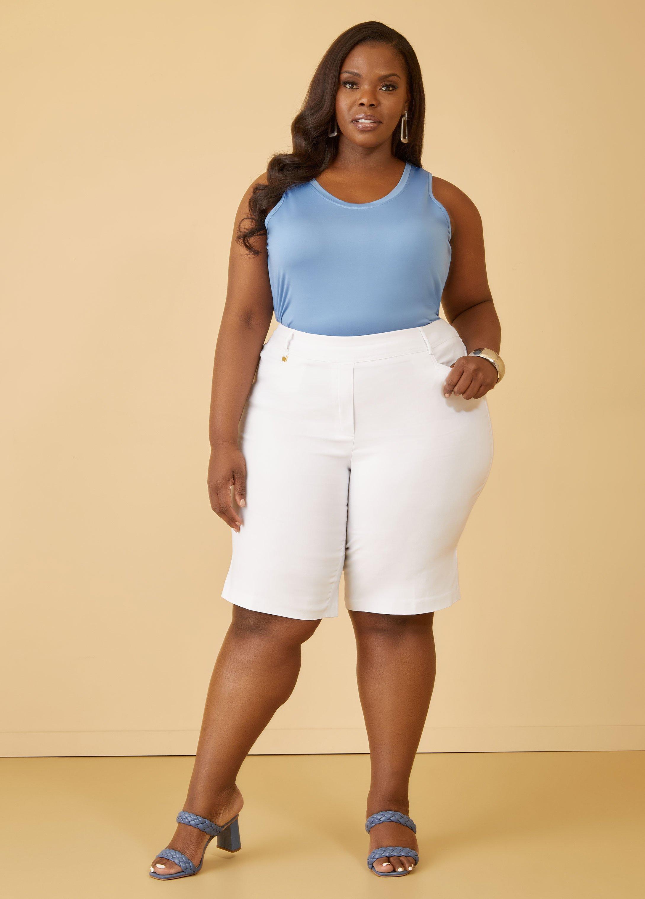 Plus Size Stretch Twill Bermuda Shorts Ashley Stewart Product Image