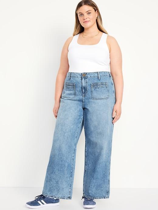 High-Waisted Baggy Wide-Leg Trouser Jeans Product Image