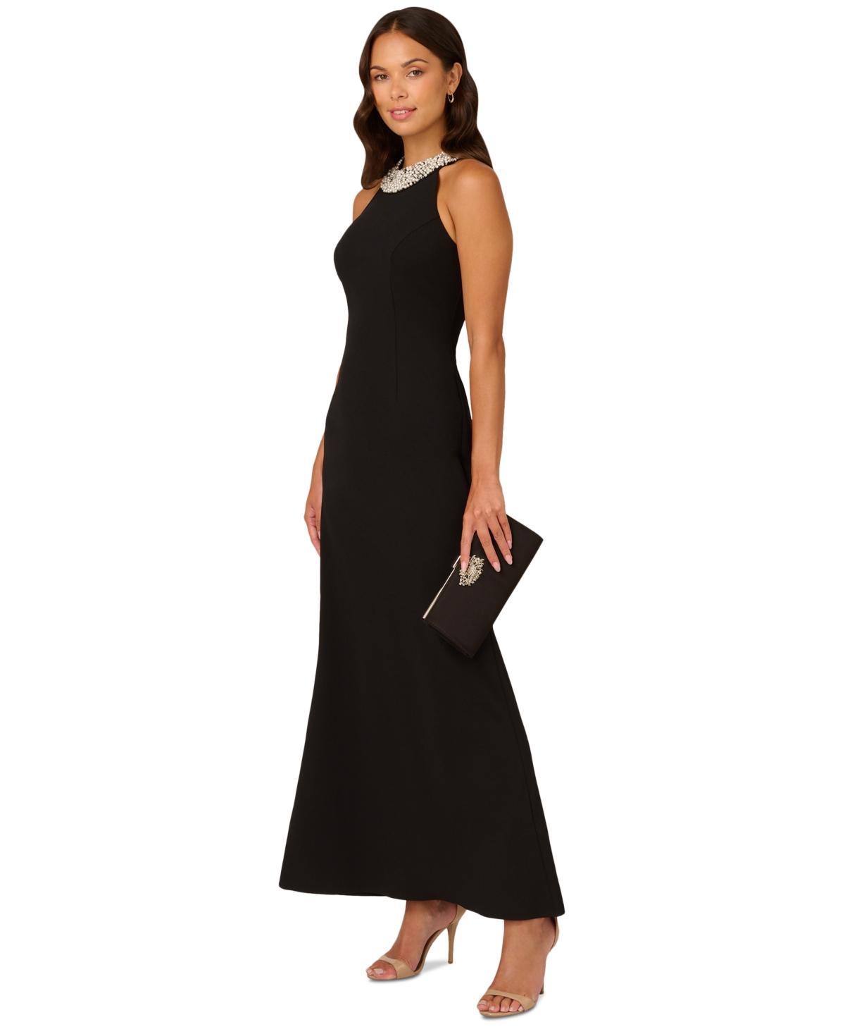 Adrianna Papell Womens Embellished Halter-Neck Gown Product Image