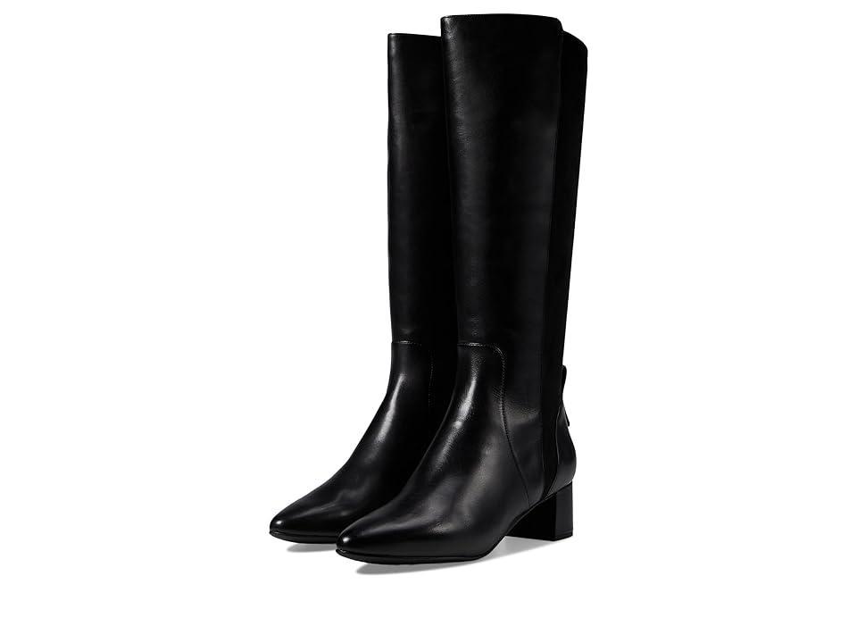 Cole Haan The Go-To Block Heel Tall Boot 45 mm (Black Leather) Women's Boots Product Image