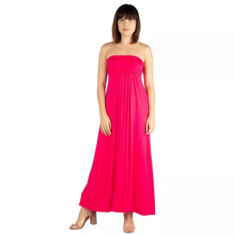 Womens 24seven Comfort Apparel Strapless Loose Fit Pleated Maxi Dress Product Image