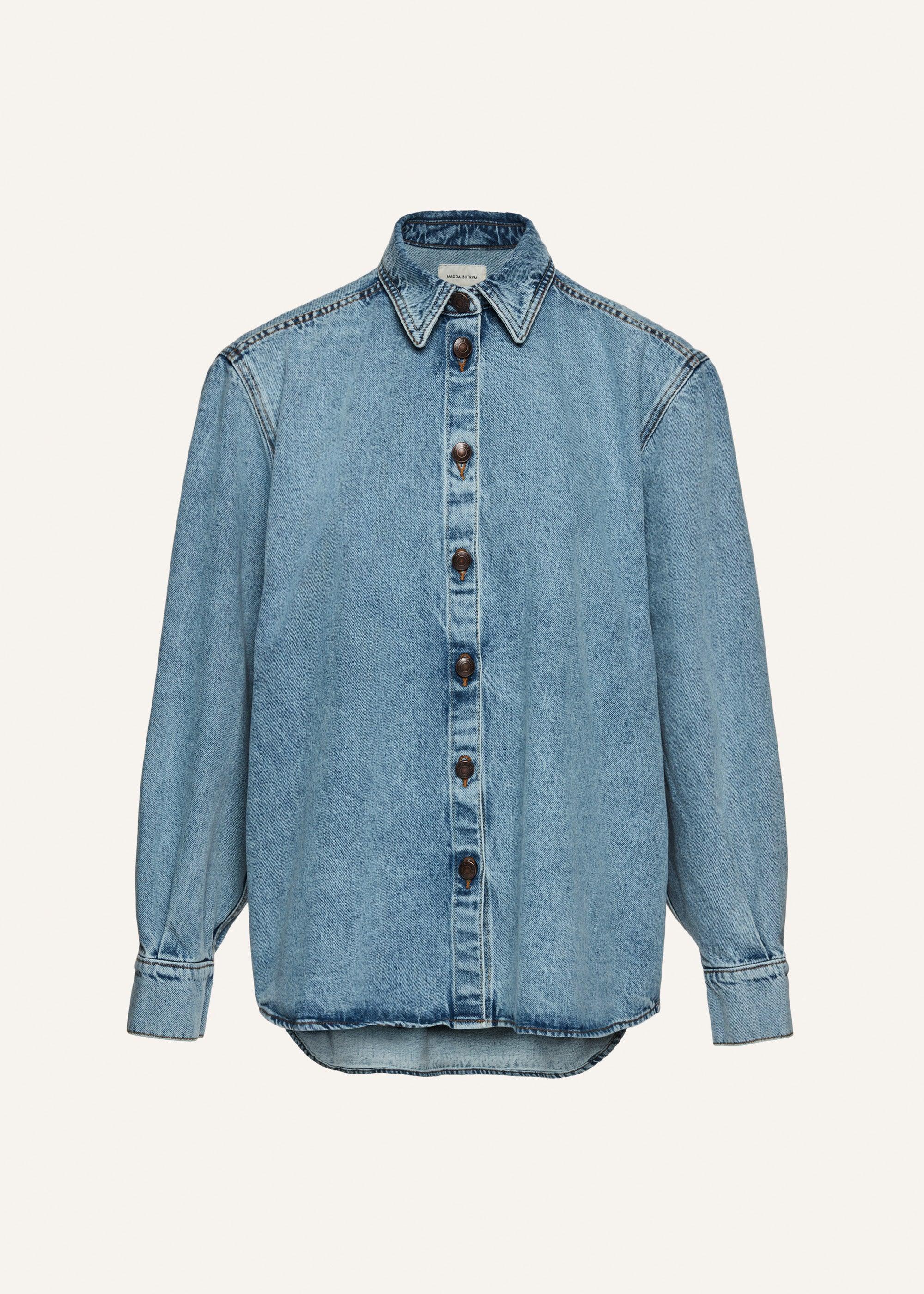 Classic oversized denim shirt in faded blue Product Image