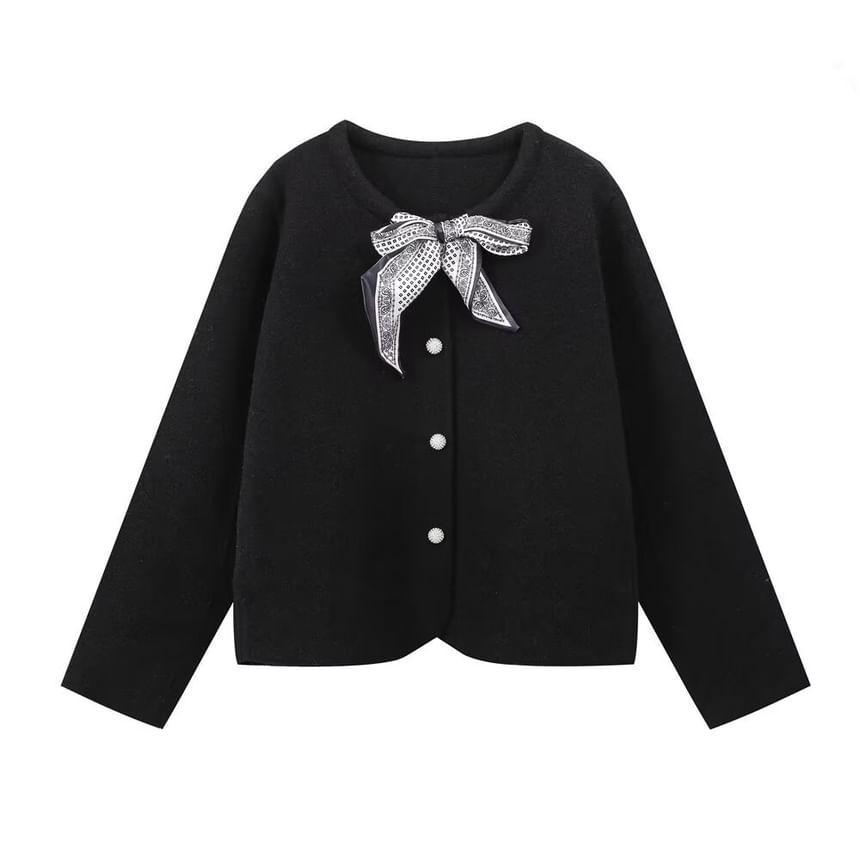 Round Neck Bow Cardigan Product Image