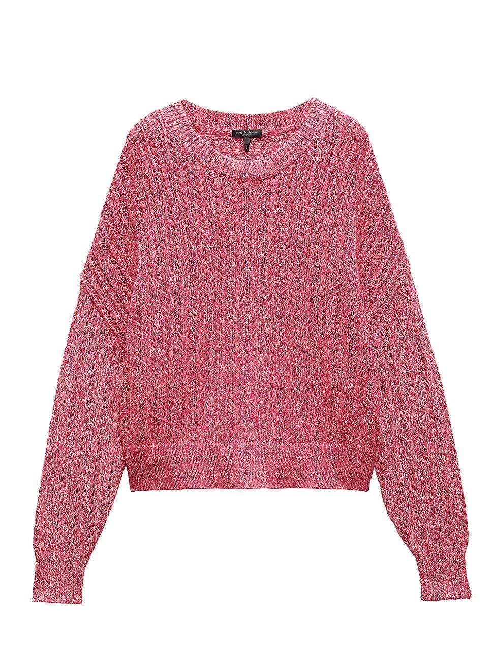 Womens Edie Cotton-Blend Open-Knit Relaxed Sweater Product Image