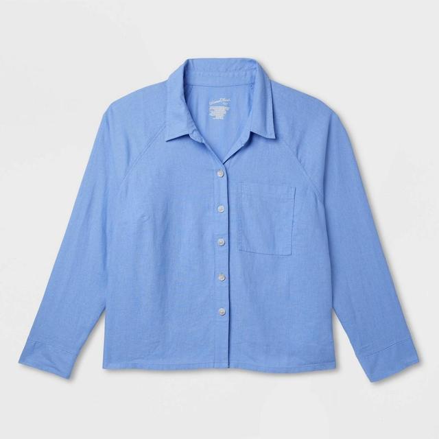 Womens Long Sleeve Adaptive Button-Down Shirt - Universal Thread Blue 4X Product Image