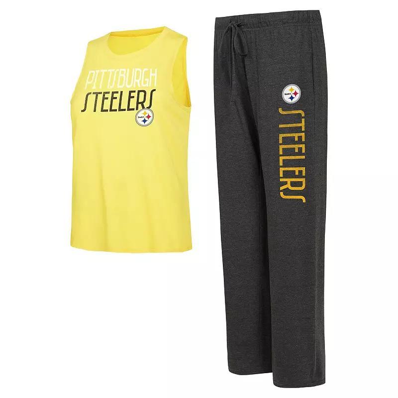 Womens Concepts Sport /Gold Pittsburgh Steelers Muscle Tank Top & Pants Lounge Set Product Image