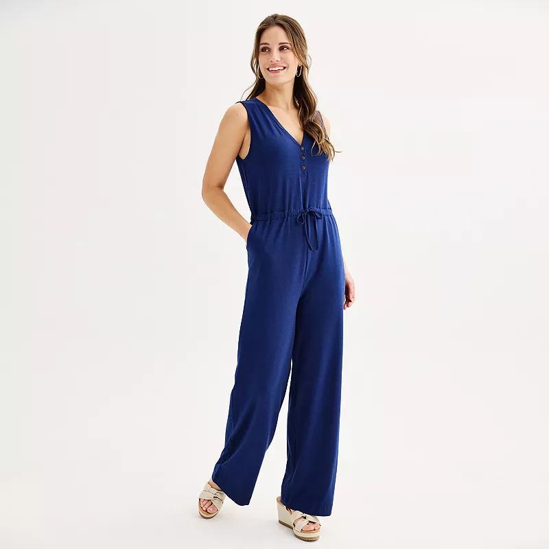 Womens Sonoma Goods For Life Henley Knit Jumpsuit Product Image