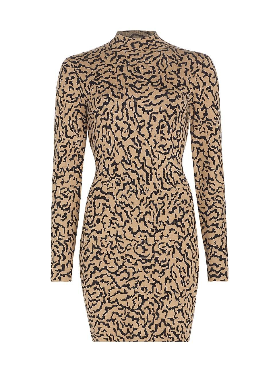 FRAME Abstract Print Jacquard Long Sleeve Sweater Mini Dress Product Image