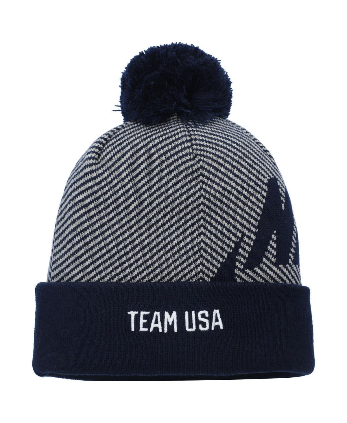 Mens Nike Navy/Gray Team USA Futura Cuffed Knit Hat with Pom, Usa Blue Product Image