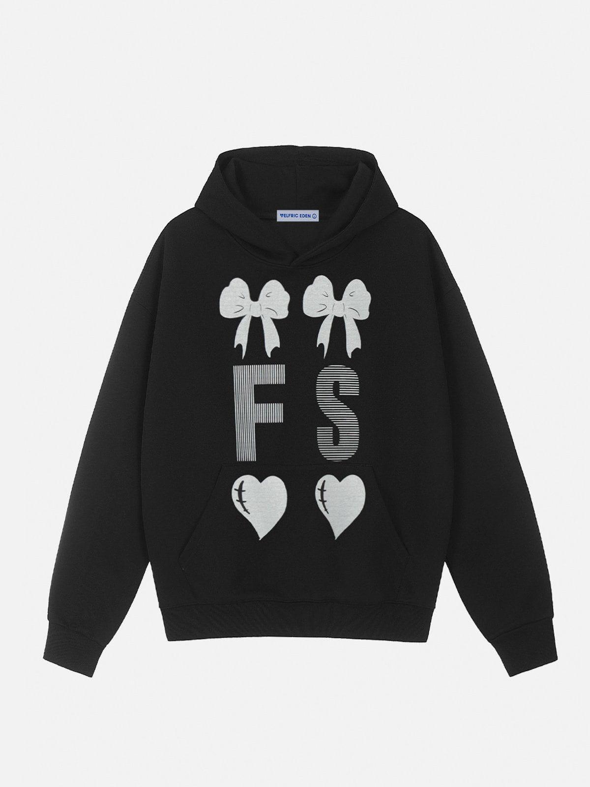 Aelfric Eden Bow Heart Print Hoodie Product Image