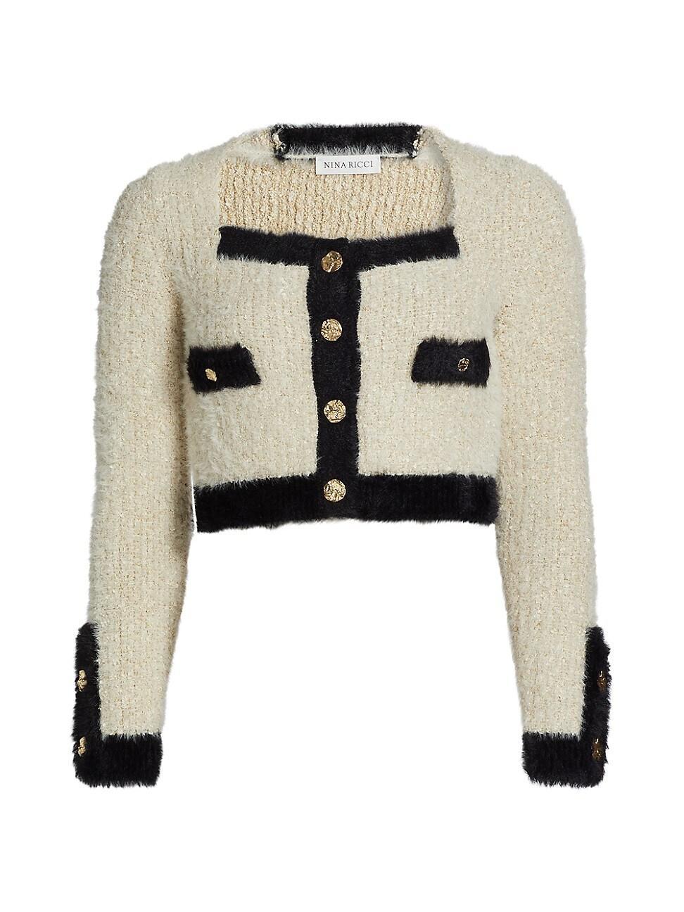 Womens Cotton-Blend Tweed Knit Cardigan Product Image